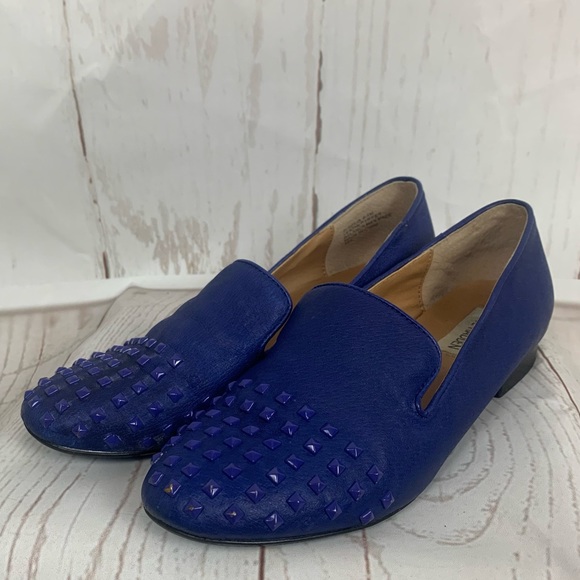 Steve Madden Galia blue leather studded loafers flats 6.5 - Picture 5 of 9